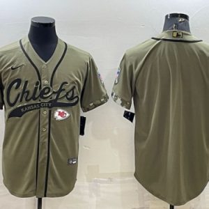 Men Kansas City Chiefs Blank Olive Salute To Service Cool Base Stitched Baseball Jersey