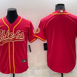 Men Kansas City Chiefs Blank Red Cool Base Stitched Baseball Jersey