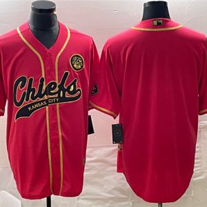 Men Kansas City Chiefs Blank Red Gold Cool Base Stitched Baseball Jersey