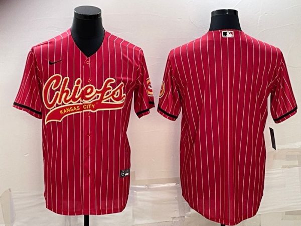 Men Kansas City Chiefs Blank Red With Patch Cool Base Stitched Baseball Jersey