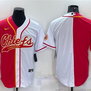 Men Kansas City Chiefs Blank Red/White Split With Patch Cool Base Stitched Baseball Jersey