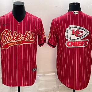 Men Kansas City Chiefs Red Team Big Logo With Patch Cool Base Stitched Baseball Jersey