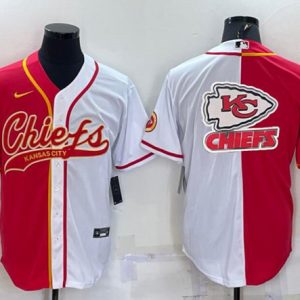 Men Kansas City Chiefs Red/White Team Big Logo With Patch Cool Base Stitched Baseball Jersey