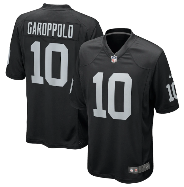 Men Las Vegas Raiders #10 Jimmy Garoppolo Black Stitched Game Jersey