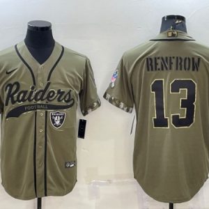 Men Las Vegas Raiders #13 Hunter Renfrow 2022 Olive Salute To Service Cool Base Stitched Baseball Jersey