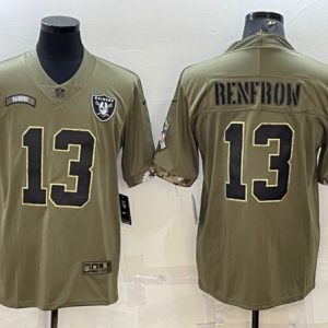 Men Las Vegas Raiders #13 Hunter Renfrow 2022 Olive Salute To Service Limited Stitched Jersey