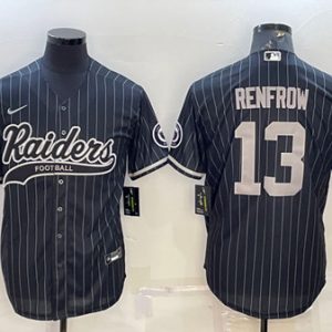 Men Las Vegas Raiders #13 Hunter Renfrow Black With Patch Cool Base Stitched Baseball Jersey