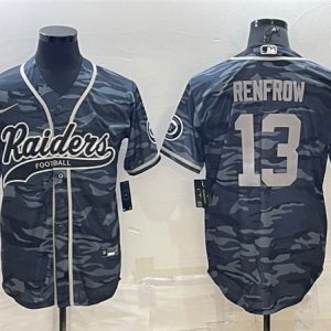 Men Las Vegas Raiders #13 Hunter Renfrow Gray Camo With Patch Cool Base Stitched Baseball Jersey