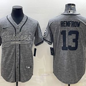 Men Las Vegas Raiders #13 Hunter Renfrow Gray With Patch Cool Base Stitched Baseball Jersey