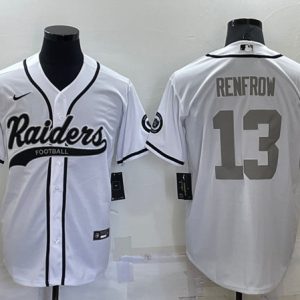 Men Las Vegas Raiders #13 Hunter Renfrow White Gray Cool Base Stitched Baseball Jersey