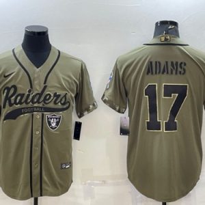 Men Las Vegas Raiders #17 Davante Adams 2022 Olive Salute To Service Cool Base Stitched Baseball Jersey