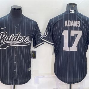 Men Las Vegas Raiders #17 Davante Adams Black With Patch Cool Base Stitched Baseball Jersey