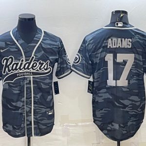 Men Las Vegas Raiders #17 Davante Adams Gray Camo With Patch Cool Base Stitched Baseball Jersey