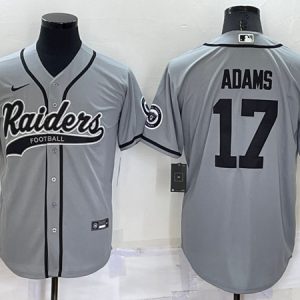 Men Las Vegas Raiders #17 Davante Adams Grey Cool Base Stitched Baseball Jersey