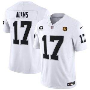 Men Las Vegas Raiders #17 Davante Adams White 2023 F.U.S.E. With 4-star C Patch And John Madden Patch Vapor Limited Football Stitched Jersey