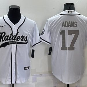 Men Las Vegas Raiders #17 Davante Adams White Gray Cool Base Stitched Baseball Jersey