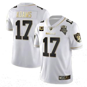 Men Las Vegas Raiders #17 Davante Adams White With C Patch Stitched Jersey