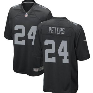 Men Las Vegas Raiders #24 Marcus Peters Black Football Stitched Game Jersey