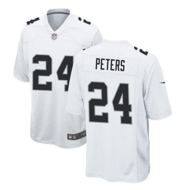 Men Las Vegas Raiders #24 Marcus Peters White Football Stitched Game Jersey