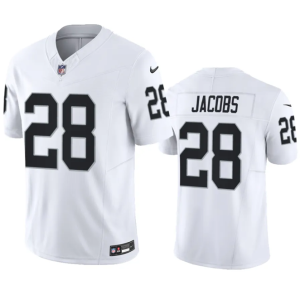 Men Las Vegas Raiders #28 Josh Jacobs White 2023 F.U.S.E Vapor Untouchable Stitched Football Jersey