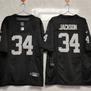 Men Las Vegas Raiders #34 Bo Jackson Black 2023 F.U.S.E Vapor Untouchable Stitched Football Jersey