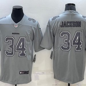 Men Las Vegas Raiders #34 Bo Jackson Gray Atmosphere Fashion Stitched Jersey