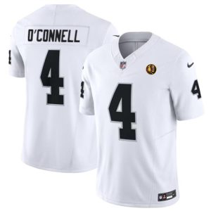 Men Las Vegas Raiders #4 Aidan O'Connell White 2023 F.U.S.E. With John Madden Patch Vapor Limited Football Stitched Jersey