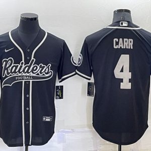 Men Las Vegas Raiders #4 Derek Carr Black Cool Base Stitched Baseball Jersey