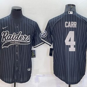 Men Las Vegas Raiders #4 Derek Carr Black With Patch Cool Base Stitched Baseball Jersey