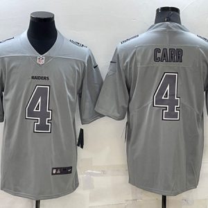 Men Las Vegas Raiders #4 Derek Carr Gray Atmosphere Fashion Stitched Jersey