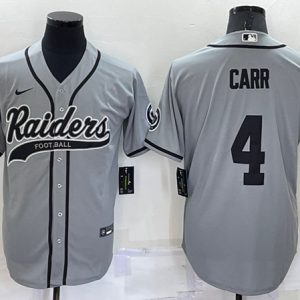 Men Las Vegas Raiders #4 Derek Carr Gray Cool Base Stitched Baseball Jersey