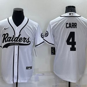 Men Las Vegas Raiders #4 Derek Carr White Cool Base Stitched Baseball Jersey