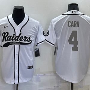 Men Las Vegas Raiders #4 Derek Carr White Gray Cool Base Stitched Baseball Jersey