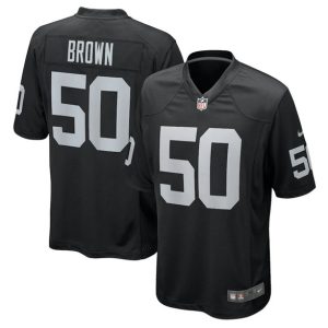 Men Las Vegas Raiders #50 Jayon Brown Black Stitched Game Jersey