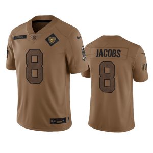 Men Las Vegas Raiders #8 Josh Jacobs 2023 Brown Salute To Service Limited Football Stitched Jersey