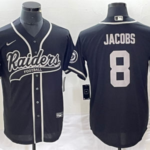 Men Las Vegas Raiders #8 Josh Jacobs Black Cool Base Stitched Baseball Jersey