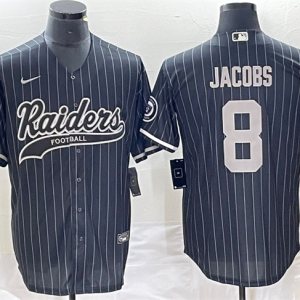 Men Las Vegas Raiders #8 Josh Jacobs Black Cool Base Stitched Baseball Jersey