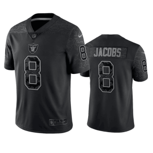 Men Las Vegas Raiders #8 Josh Jacobs Black Reflective Limited Stitched Football Jersey