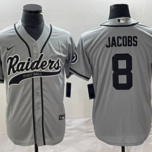 Men Las Vegas Raiders #8 Josh Jacobs Gray Cool Base Stitched Baseball Jersey