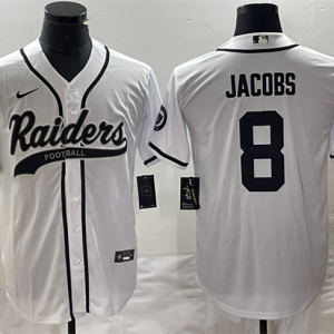 Men Las Vegas Raiders #8 Josh Jacobs White Cool Base Stitched Baseball Jersey