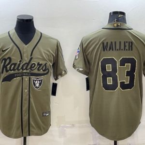 Men Las Vegas Raiders #83 Darren Waller 2022 Olive Salute To Service Cool Base Stitched Baseball Jersey