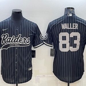 Men Las Vegas Raiders #83 Darren Waller Black With Patch Cool Base Stitched Baseball Jersey