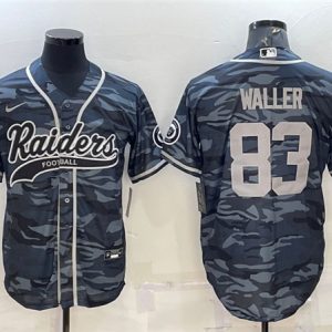 Men Las Vegas Raiders #83 Darren Waller Gray Camo With Patch Cool Base Stitched Baseball Jersey