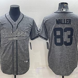 Men Las Vegas Raiders #83 Darren Waller Gray With Patch Cool Base Stitched Baseball Jersey