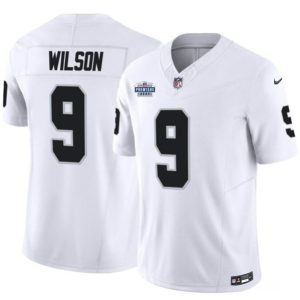 Men Las Vegas Raiders #9 Tyree Wilson White 2023 F.U.S.E Prem1ere Patch Vapor Untouchable Stitched Football Jersey