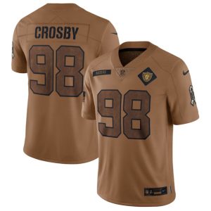 Men Las Vegas Raiders #98 Maxx Crosby 2023 Brown Salute To Service Limited Football Stitched Jersey