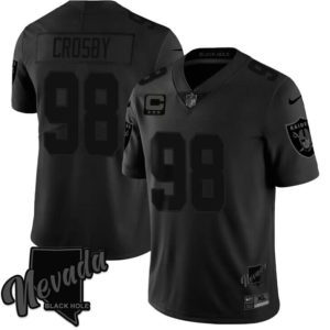 Men Las Vegas Raiders #98 Maxx Crosby Balck 3-Star C patch Vapor Untouchable Football Stitched Jersey