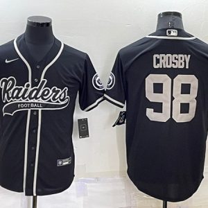 Men Las Vegas Raiders #98 Maxx Crosby Black Cool Base Stitched Baseball Jersey