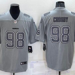 Men Las Vegas Raiders #98 Maxx Crosby Gray With Patch Atmosphere Fashion Stitched Jersey