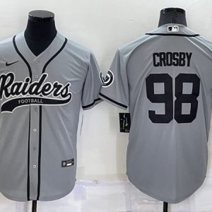 Men Las Vegas Raiders #98 Maxx Crosby Grey Cool Base Stitched Baseball Jersey